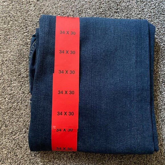 Men's Wrangler Relaxed Fit Straight Stretch Dark Blue Denim Jeans, 30, 34, 36 - Picture 4 of 8